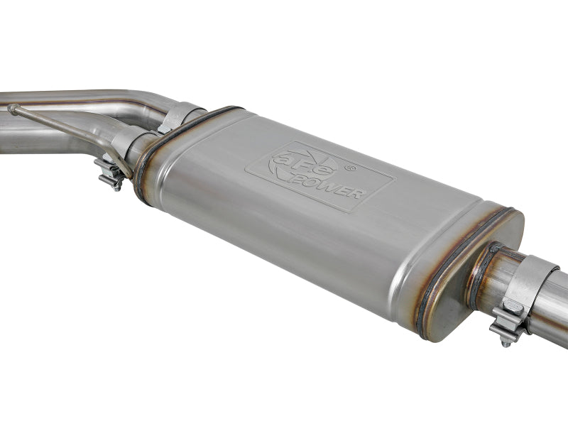 aFe Rebel Series Exht 3in SS Middle Side Exit CB w/ Black Tips 11-14 Ford F150 Ecoboost V6 3.5L (tt) - 49-43078-B