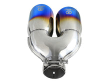 Load image into Gallery viewer, aFe Takeda 2.5in 304 Stainless Steel Clamp-on Exhaust Tip Driver Side 2.5in Inlet 4inDual-Blue Flame - 49T25484-L122