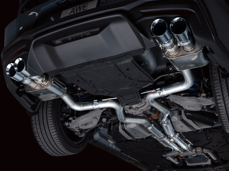 AWE 2024 Ford Mustang GT Fastback S650 RWD SwitchPath Cat-Back Exhaust w/ Quad Chrome Silver Tips - 3025-42650