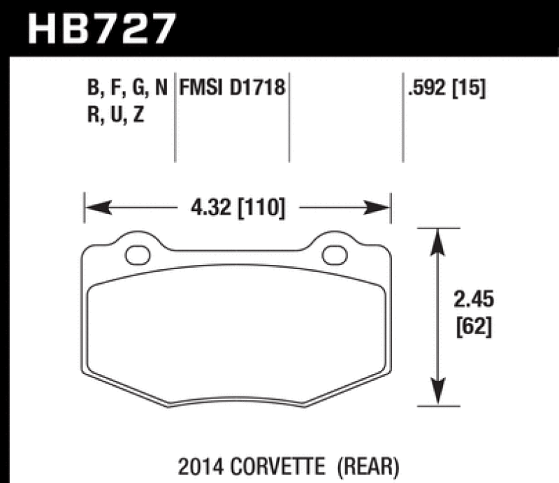 Hawk 14-18 Chevrolet Corvette Rear ER-1 Brake Pad Set - HB727D.592