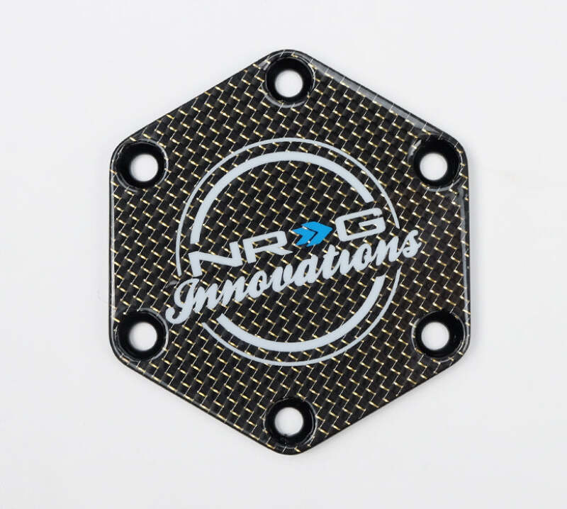 NRG Carbon Fiber w/ Chrome Gold Texalium Fabrics Horn Delete Button Circular Logo Front/ Back - STR-640CF/CG