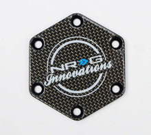 Load image into Gallery viewer, NRG Carbon Fiber w/ Chrome Gold Texalium Fabrics Horn Delete Button Circular Logo Front/ Back - STR-640CF/CG
