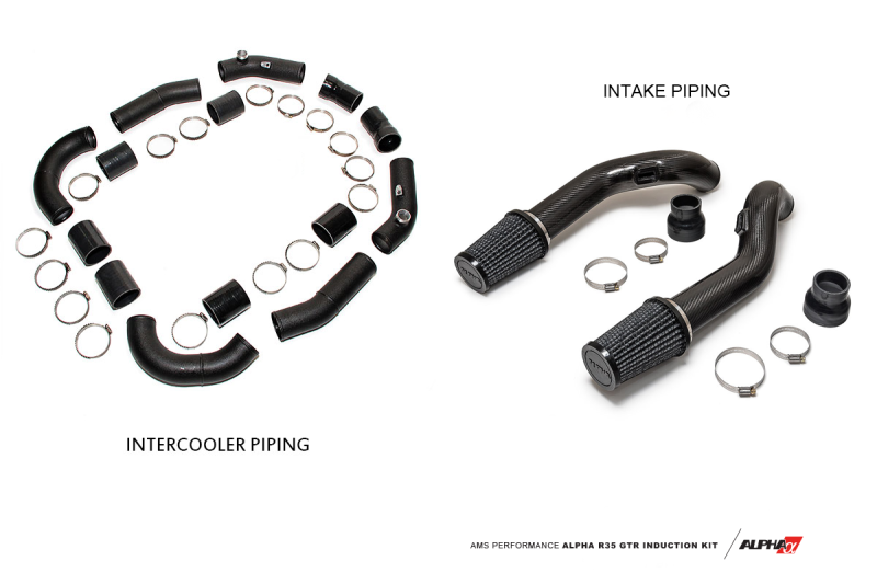 AMS Performance GT-R R35 Induction Kit w/Stock Turbos/Manifold/TB / Alpha Intercooler/TiAL Flanges - ALP.07.09.0003-3