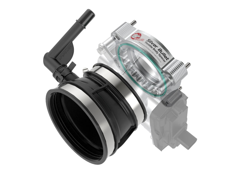 aFe 2020 Vette C8 Silver Bullet Aluminum Throttle Body Spacer Works w/ Factory Intake Only - Silver - 46-34017