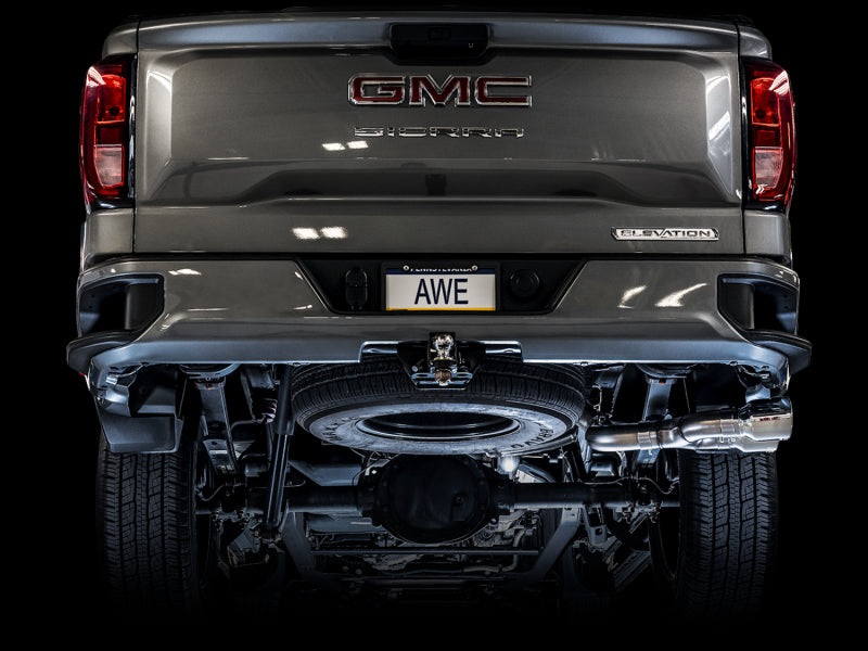 AWE Tuning 4th Gen GM 1500 5.3L 0FG Cat-Back Dual Side Exit (Flat Bumper) - Chrome Tips - 3015-22207