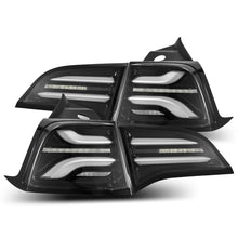 Load image into Gallery viewer, AlphaRex 17-22 Tesla Model 3 PRO-Series LED Tail Lights Jet Black w/Seq Sig - 601010