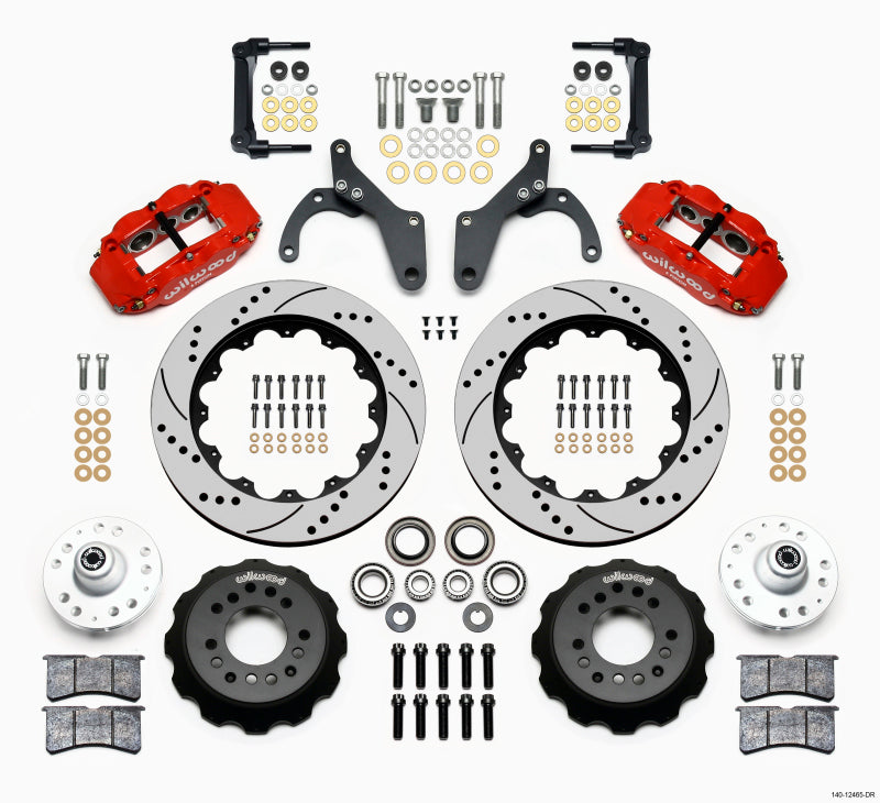 Wilwood Narrow Superlite 6R Front Hub Kit 14.00in Drill Red 59-64 Chevy Impala / 63-64 Corvette - 140-12465-DR
