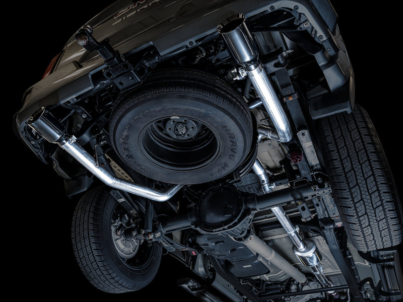 AWE Tuning 4th Gen GM 1500 5.3L 0FG Cat-Back Split Rear Exit (Flat Bumper) - Dual Diamond Tips - 3015-33206