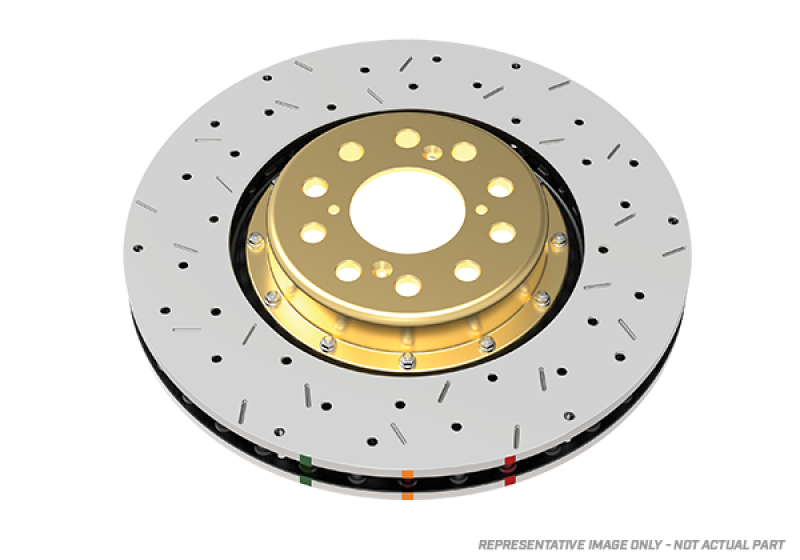 DBA 13-14 Ford Mustang Shelby GT500 8 Cyl Front 5000 Series Drilled and Slotted Rotor w/Black Hat - DBA52127BLKXS