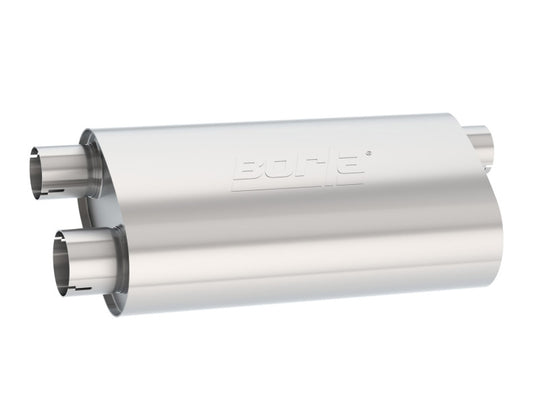 Borla Universal Pro-XS Muffler Oval 3in Inlet/ 2.5in Dual Outlet Transverse Flow Notched Muffler - 400499