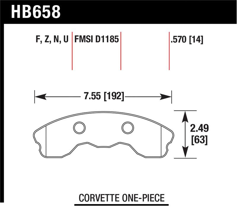 Hawk 06-10 Chevy Corvette (Improved Pad Design) Front Ceramic Sreet Brake Pads - HB658Z.570