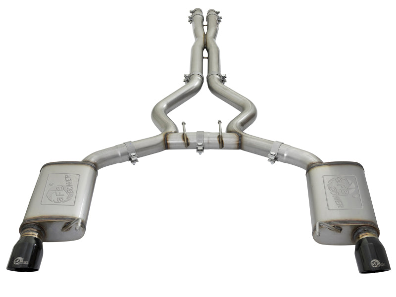 aFe MACHForce XP 3in 304 SS Cat-Back Exhausts w/ Black Tips 15-17 Ford Mustang GT V8-5.0L/V6-3.7L - 49-33072-1B