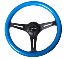 Load image into Gallery viewer, NRG Classic Wood Grain Steering Wheel (350mm) Blue Pearl/Flake Paint w/Black 3-Spoke Center - ST-015BK-BL