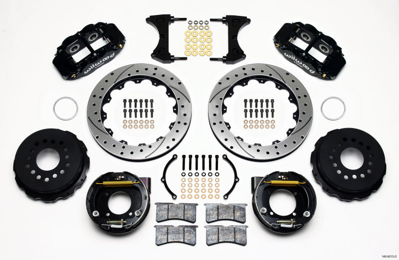Wilwood Narrow Superlite 4R Rear P-Brk Kit 12.88in Drilled Chevy 12 Bolt w/ C-Clips - 140-9213-D