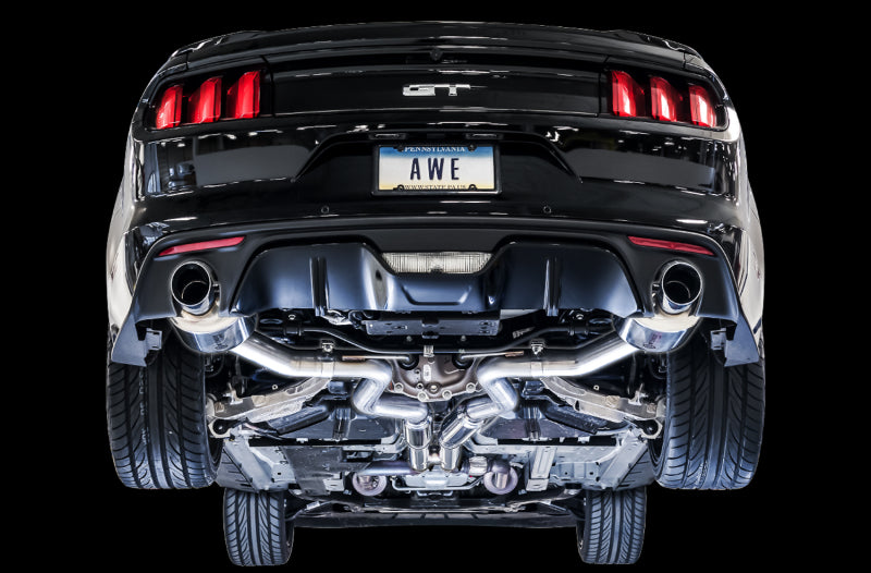 AWE Tuning S550 Mustang GT Cat-Back Exhaust - Touring Edition (Chrome Silver Tips) - 3015-32084
