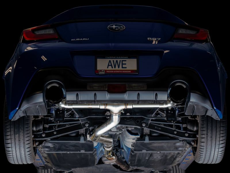 AWE Tuning Subaru BRZ / Toyota GR86 / Toyota 86 Track Edition Cat-Back Exhaust- Diamond Black Tips - 3020-33279