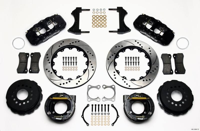 Wilwood AERO4 Rear P-Brake Kit 14.00in Drilled Big Ford Old Style 2.36in Offset - 140-10947-D