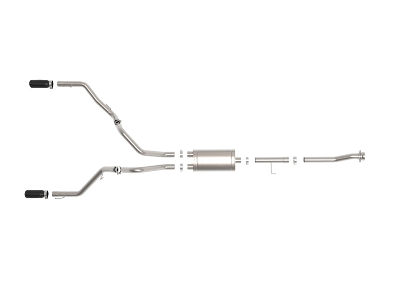 aFe Vulcan 3in 304 SS Cat-Back Exhaust 2021 Ford F-150 V6 2.7L/3.5L (tt)/V8 5.0L w/ Black Tips - 49-33127-B