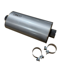 Load image into Gallery viewer, Kooks 3in Oval Clamp In Center/Center Muffler 18in Long Body Polished Stainless Steel - MUF-019-CI