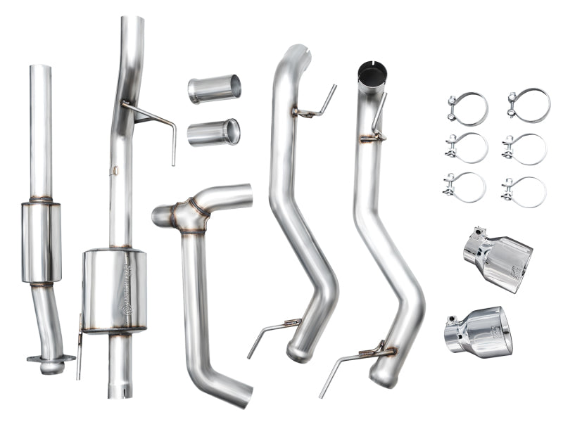 AWE Tuning 2021+ Ford F150 Tremor w/ Bumper Cutouts 0FG Resonated Cat-Back w/ Chrome Silver Tips - 3015-32402