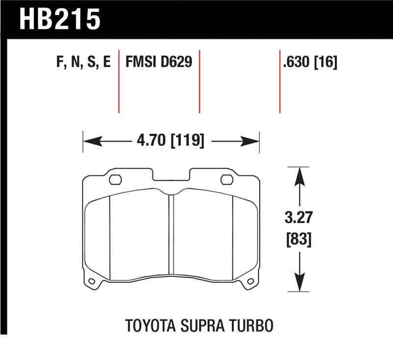 Hawk 93-98 Toyota Supra TT HPS Street Front Brake Pads - HB215F.630