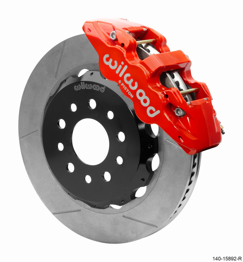 Wilwood 18-25 Jeep JL AERO6 Front Hat Kit 14.00 Red w/Lines - 140-15892-R