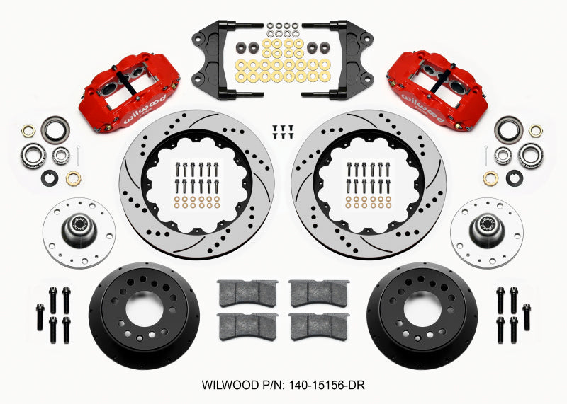 Wilwood Narrow Superlite 6R Front Hub Kit 14.00in Drill Red WWE ProSpindle (5x4.75in 5x5.00in Hub) - 140-15156-DR