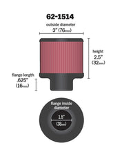Load image into Gallery viewer, K&amp;N 1.5in Flange ID x 3in OD x 2.5in Height Clamp On Crankcase Vent Filter - 62-1514