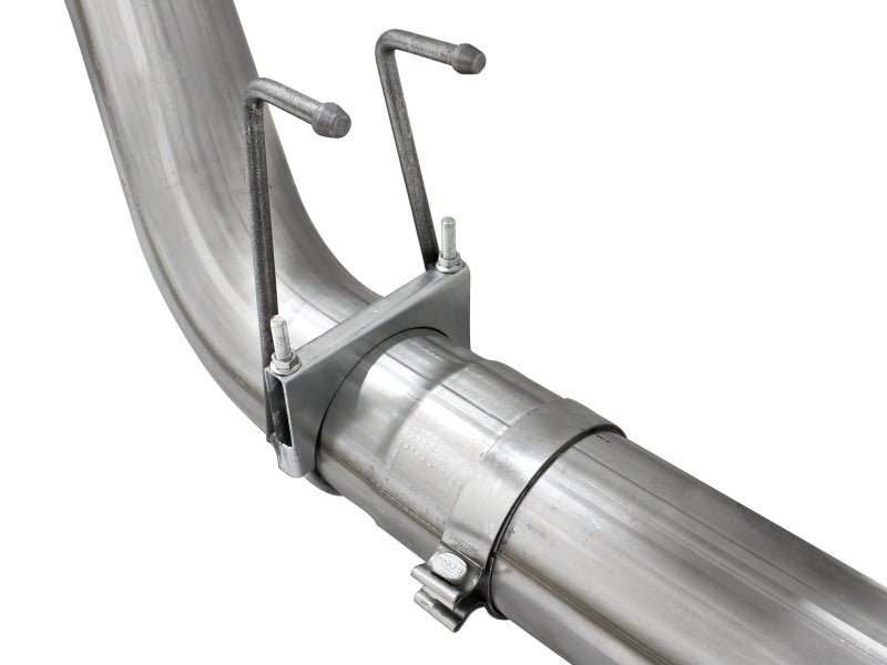 aFe MACHForce XP Exhaust 5in DPF-Back Stainless Steel Exht 2015 Ford Turbo Diesel V8 6.7L Black Tip - 49-43064-B