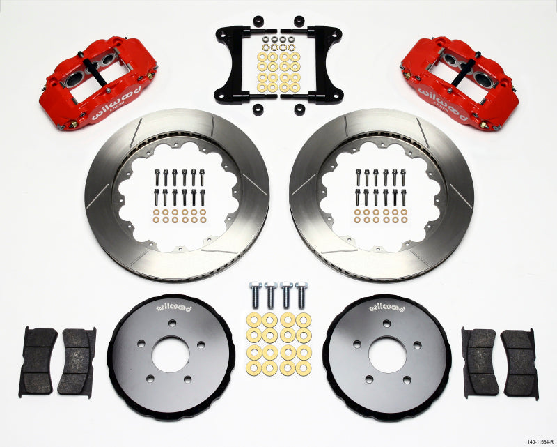 Wilwood Narrow Superlite 6R Front Hat Kit 14.00in Red Nissan 370Z/Fiti G37 - 140-11584-R
