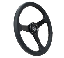 Load image into Gallery viewer, NRG Sport Steering Wheel (350mm / 1.5in Deep) Black Leather Black Stitch w/Matte Black Solid Spokes - RST-037MB-PR
