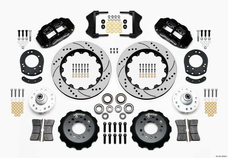 Wilwood Narrow Superlite 6R Front Hub Kit 14.00in Drilled 1965-1969 Mustang Drum Spindle - 140-12638-D