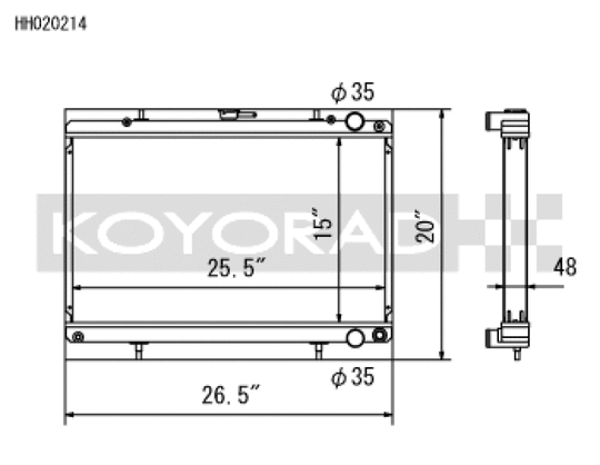 Koyo Nissan 89-93 Skyline GT-R/GT-S 2.6L (t)/88-94 Cefiro 2.0L (t)/89-93 Laurel 2.0L (t) Radiator - HH020214
