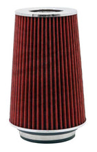 Load image into Gallery viewer, K&amp;N Universal Air Filter Chrome Round Tapered Red - 4in Flange ID x 1.125in Flange Length x 9.5in H - RG-1002RD