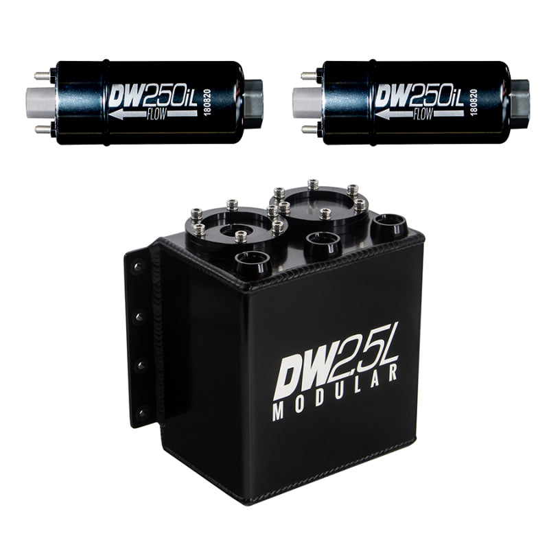DeatschWerks 2.5L Modular Surge Tank (Incl. 2 DW250iL In-Line Fuel Pump) - 6-252-25ST