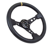 Load image into Gallery viewer, NRG Reinforced Steering Wheel (350mm / 3in. Deep) Blk Leather w/Blk Cutout Spoke/Yellow Center Mark - RST-006BK-Y