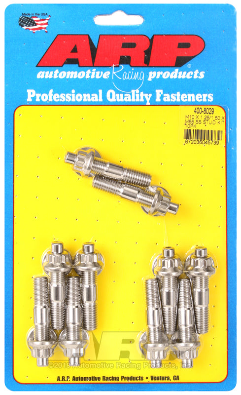ARP M10 X 1.25/1.50 X 55mm broached stud kit 10pcs - 400-8029