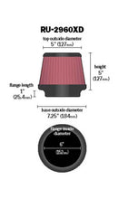 Load image into Gallery viewer, K&amp;N Universal Tapered Filter 6in Flange ID x 7.5in Base OD x 5in Top OD x 5in Height - RU-2960XD