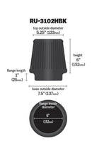 Load image into Gallery viewer, K&amp;N Universal Rubber Filter Round Tapered 6in Flange ID x 7.5in Base OD x 5.25in Top OD x 6in Height - RU-3102HBK