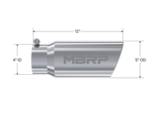 Load image into Gallery viewer, MBRP Universal Tip 5 O.D. Angled Rolled End 4 inlet 12 length - T5051