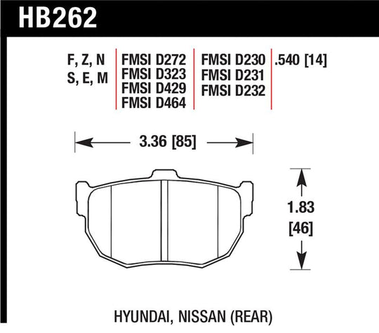 Hawk 89-97 Nissan 240SX HT-10 Race Rear Brake Pads - HB262S.540