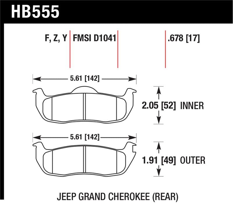 Hawk 06-10 Jeep Commander / 05-10 Grand Cherokee / 05-10 Armada / 04 Pathfinder / 04-10 Tital 5.6L / - HB555F.678