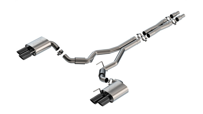 Borla 2024 Ford Mustang GT 5.0L V8 3 in ATAK Catback Non-Active Exhaust- Black Chrome Quad Tip - 140970BC