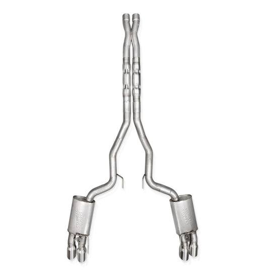 Stainless Works 2024 Mustang GT Catback Quad Tips Legend Sound X-Pipe Factory Connect Exhaust - M24QUADXFCL