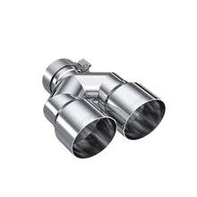 Load image into Gallery viewer, MBRP 3in ID / Dual 4in OD Out Staggered L 9.37in / R 9.87in Single Wall T304 SS Univ Exhaust Tip - T5183