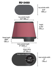 Load image into Gallery viewer, K&amp;N Univ Clamp-On Air Filter - 1-3/4in FLG O/S 4in X 3in B 3in X 2in T 2-3/4inH OVAL - RU-2450