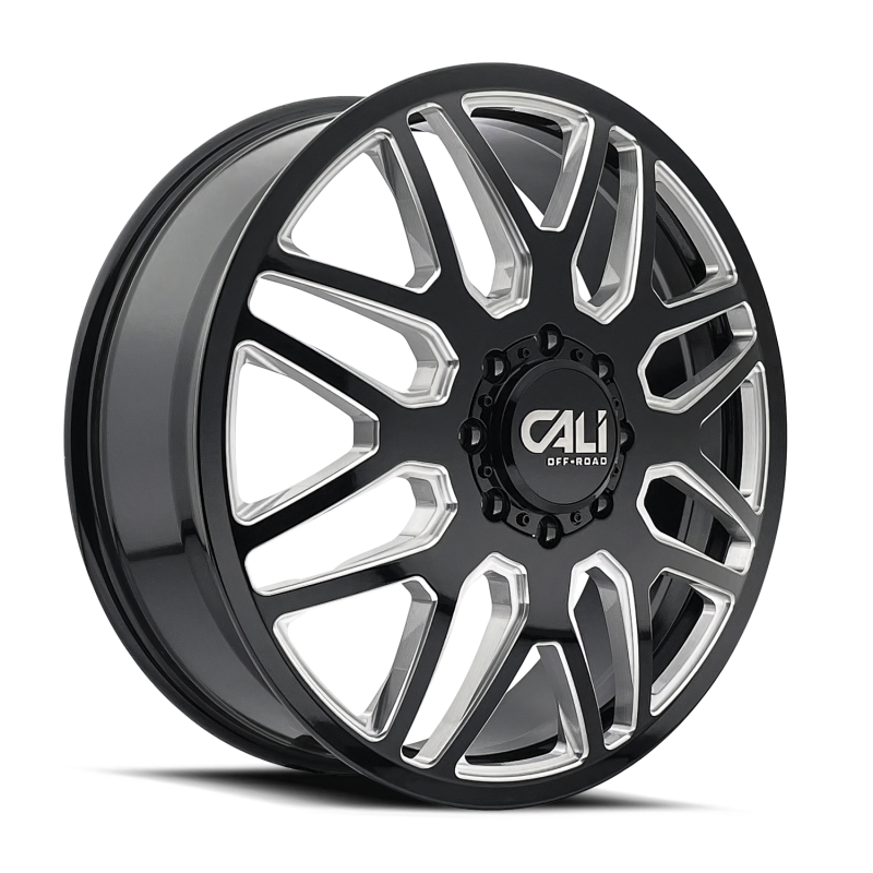 Cali Off-Road 9115D Invader Dually 24x8.25 / 8x165.1 BP / -232mm OS / 121.3mm Hub Gls Blk Mill Wheel - 9115D-24881BMR232