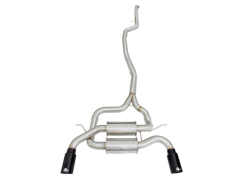 aFe MACHForce XP SS-304 Black Tip 2.5in Dia Cat Back Exhaust 12-14 BMW 335i (F30) 3.0L (t) - 49-36326-B
