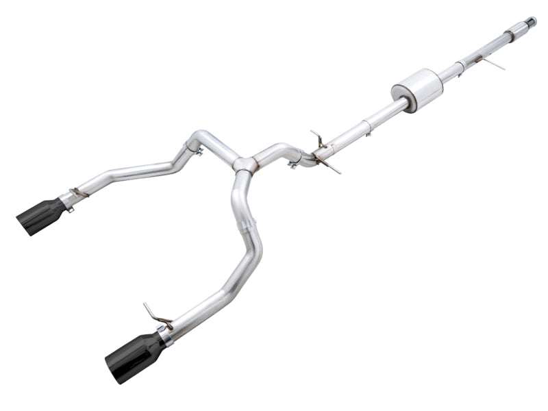 AWE Tuning 4th Gen GM 1500 5.3L 0FG Cat-Back Split Rear Exit (Flat Bumper) - Dual Diamond Tips - 3015-33206