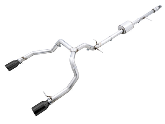 AWE Tuning 4th Gen GM 1500 5.3L 0FG Cat-Back Split Rear Exit (Flat Bumper) - Dual Diamond Tips - 3015-33206